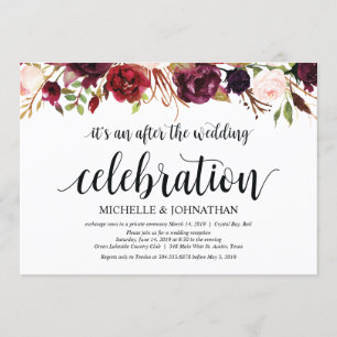 Invitations de réception Rustique Bourgogne Floral