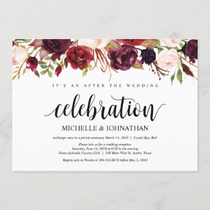 Invitations de réception Rustique Bourgogne Floral