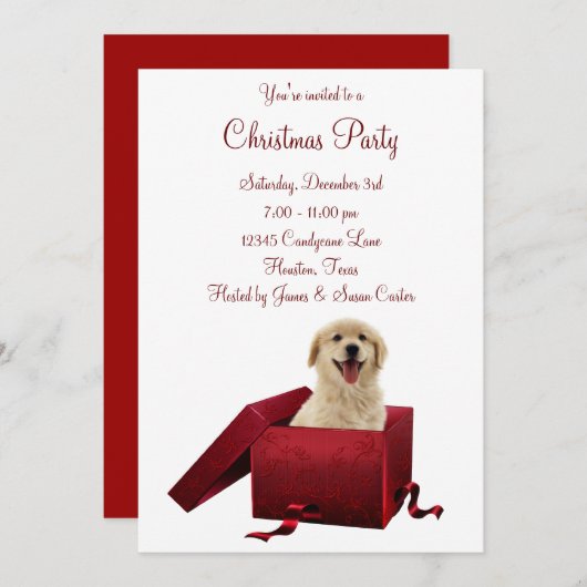 Invitations de Red Present Puppy (Devant / Derrière)