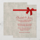 Invitations de Red Rustic Burlap (Devant / Derrière)