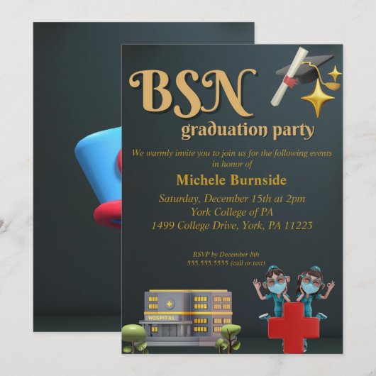 invitations de remise de diplôme rn (Devant / Derrière)