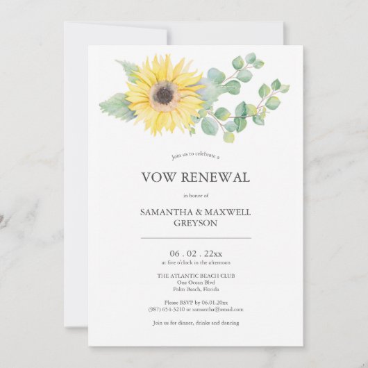 Invitations de renouvellement Vow Aquarelle Tourne (Devant)