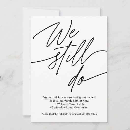 Invitations de renouvellement Vow Conception simpl (Devant)