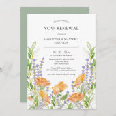 Invitations de renouvellement Vow Floral Aquarelle (Devant / Derrière)