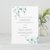 Invitations de répétition Aquarelle Bleu Fleurs (Debout devant)