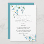 Invitations de répétition Aquarelle Bleu Fleurs (Devant / Derrière)