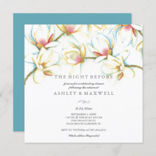 Invitations de répétition aquarelle Magnolia blanc