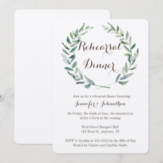 Invitations de répétition de la couronne rustique (Devant / Derrière)