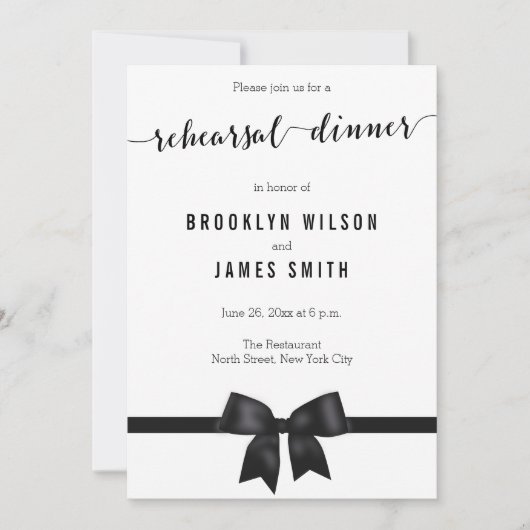 Invitations de répétition de Mariage noir et blanc (Devant)