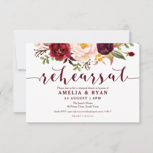 Invitations de répétition des Mariages floraux de (Devant)