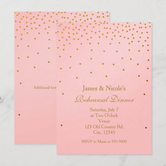 Invitations de répétition des points d'huile rose  (Devant / Derrière)