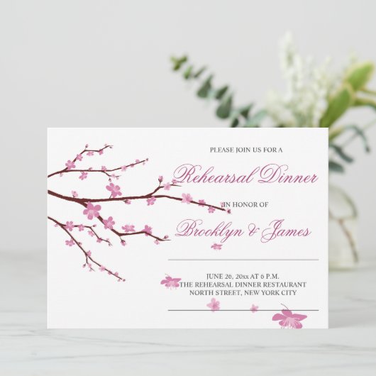 Invitations de répétition Mariage Cherry Blossom (Debout devant)