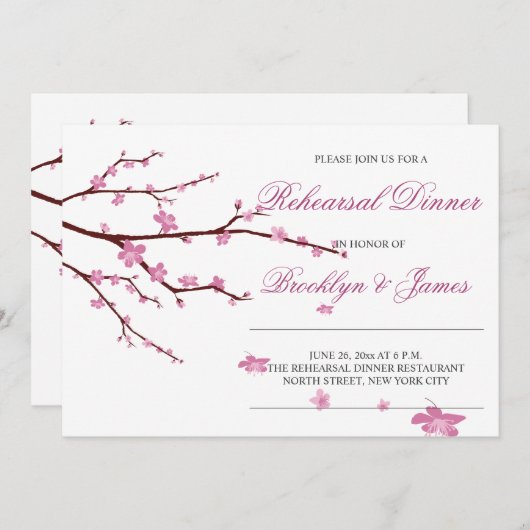 Invitations de répétition Mariage Cherry Blossom (Devant / Derrière)