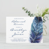 Invitations de répétition Mariage en plumes bleues (Debout devant)