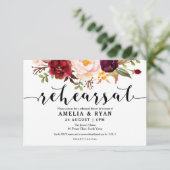 Invitations de répétition Mariage Floral Bourgogne (Debout devant)