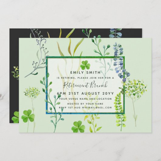 Invitations de retrait de jardin d'herbes Aquarell (Devant / Derrière)