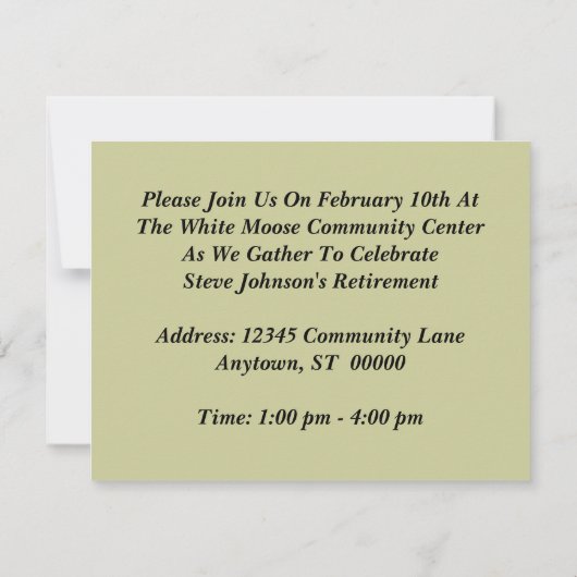 Invitations de retraite de botte de travail (Dos)