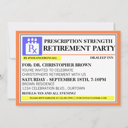 Invitations de retraite Étiquette d'ordonnance amu (Devant)