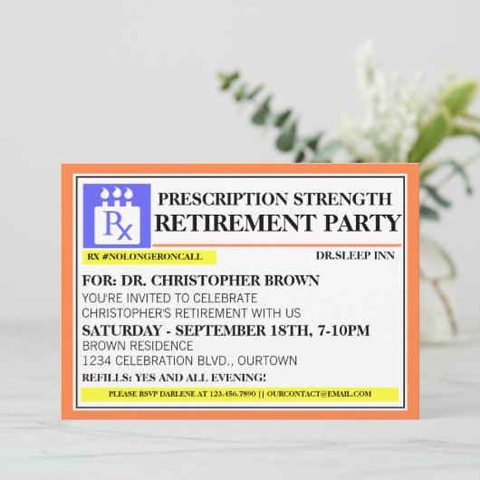 Invitations de retraite Étiquette d'ordonnance amu (Debout devant)