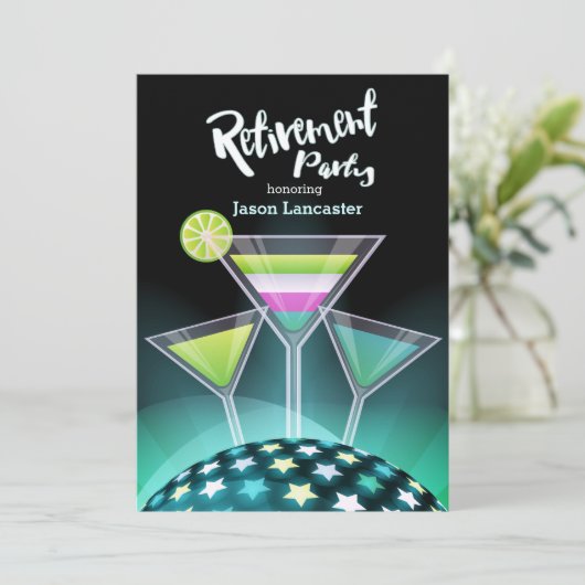 Invitations de retraite Festive Toast (Debout devant)