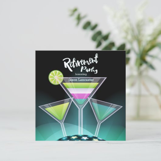 Invitations de retraite Festive Toast (Debout devant)