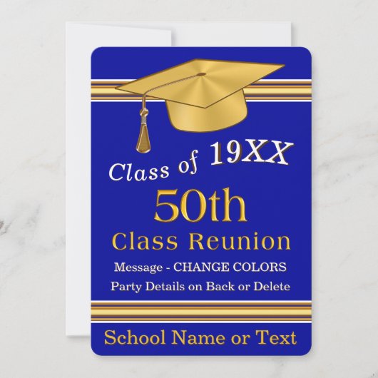 Invitations de réunion de classe 50 ans et Modèle, (Devant)