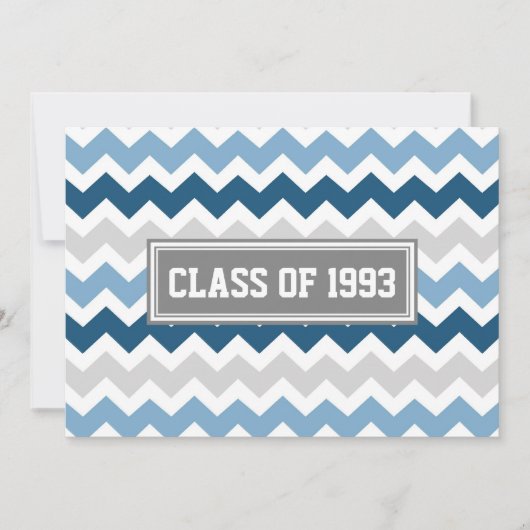 Invitations de réunion de classe Gray Blue Chevron (Devant)