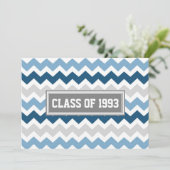 Invitations de réunion de classe Gray Blue Chevron (Debout devant)