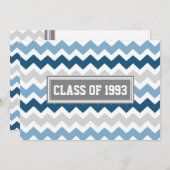 Invitations de réunion de classe Gray Blue Chevron (Devant / Derrière)