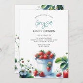Invitations de réunion de famille de fraises vinta (Devant / Derrière)