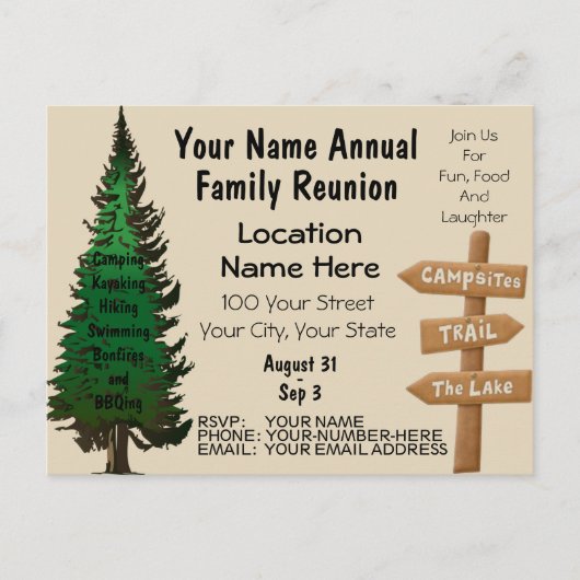 Invitations de réunion de famille rustique (Devant)