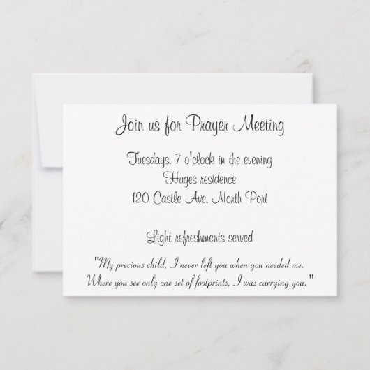 Invitations de réunion de prières (Dos)