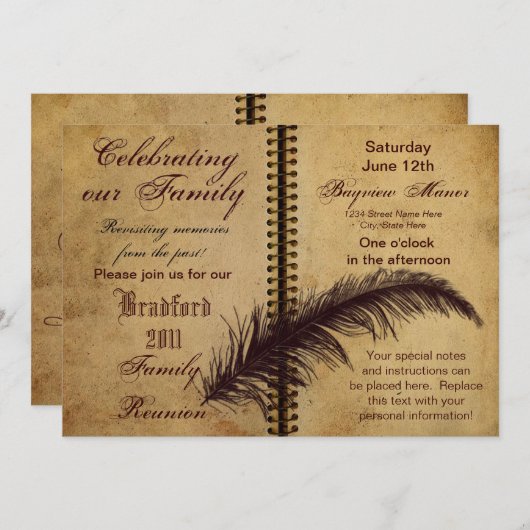 Invitations de réunion familiale - Conception clas (Devant / Derrière)