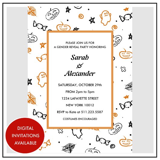 Invitations de révélation de genre Halloween d'oct