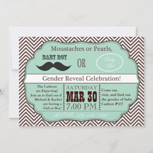 Invitations de révélation de genre sur les moustac (Devant)