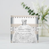 Invitations de robe de fête Gold et blanc Quincean (Debout devant)