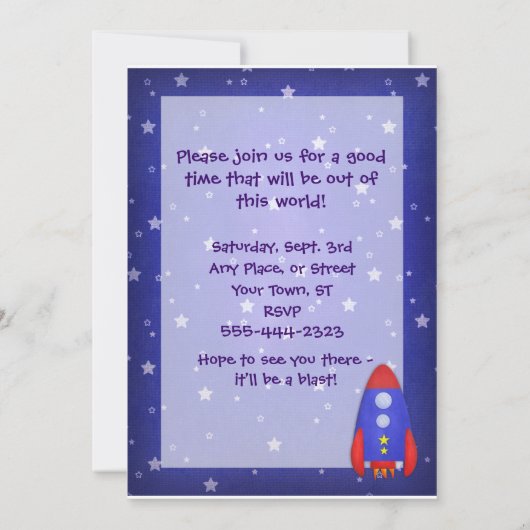 Invitations de Rocket Ships (Dos)