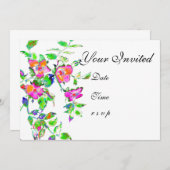 Invitations de rose rose vintage (Devant / Derrière)