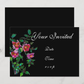 Invitations de Roses vintages (Devant / Derrière)
