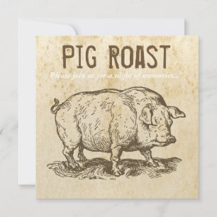 Invitations de rôti de cochon d'antiquité rustique