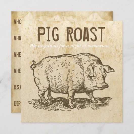 Invitations de rôti de porc d'antiquité rustique (Devant / Derrière)