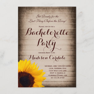 Invitations de Rustic Wood Sunflower