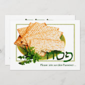 Invitations de Seder Pesach, Matzah, Maror (Devant / Derrière)
