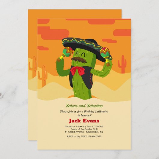 Invitations de Señor Cactus (Devant / Derrière)