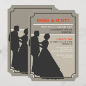 invitations de silhouette de couple de mariage vin (Devant / Derrière)