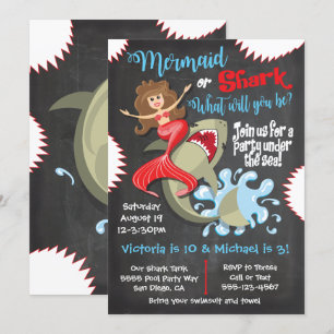 Invitations de sirène ou de requin à la fête d'ann