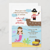 Invitations de sirènes et de pirates à la fête d'a (Devant / Derrière)