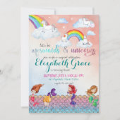 Invitations de Sirènes, Unicornes et Rainbows Part (Devant)
