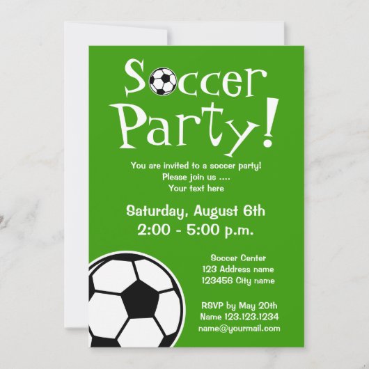 Invitations de soccer pour les anniversaires ou ba (Devant)