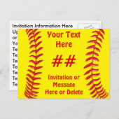 Invitations de softball pas cher PERSONNALISÉ (Devant / Derrière)